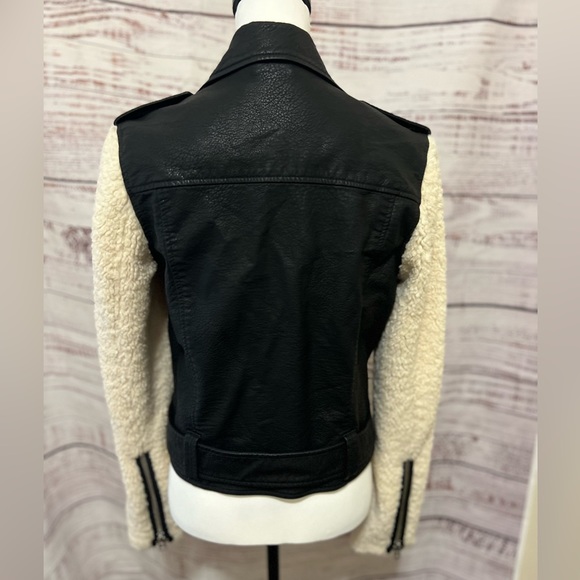 Pistola Anita Faux Shearling moto jacket medium black white - Picture 5 of 12